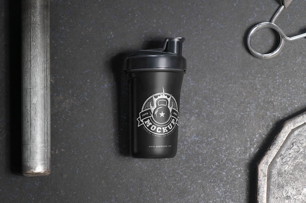 PSD protein shaker at gym mockup