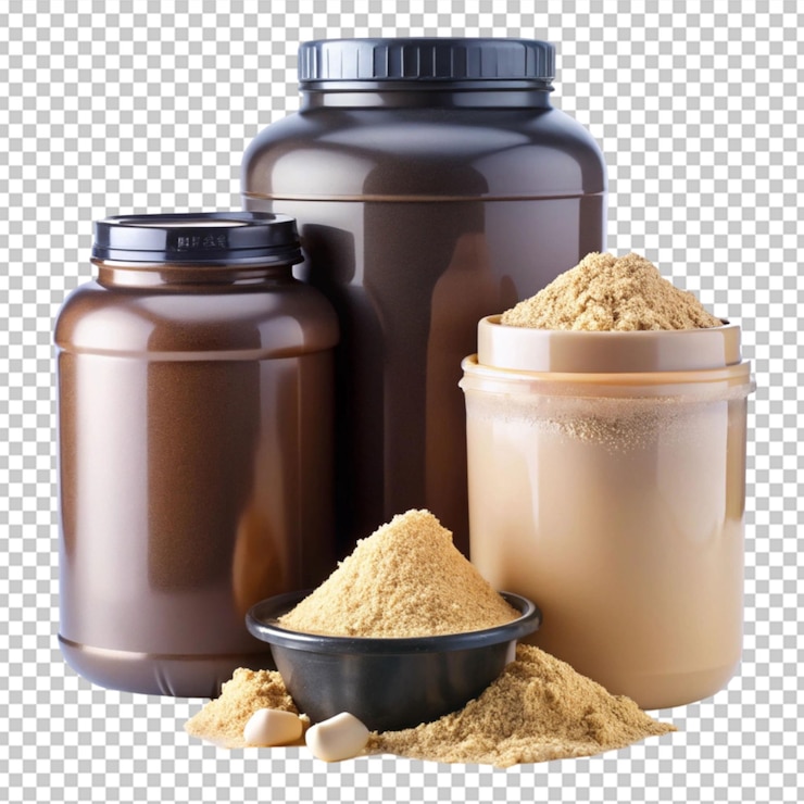 PSD protein supplement powder in large and smal containor isolated