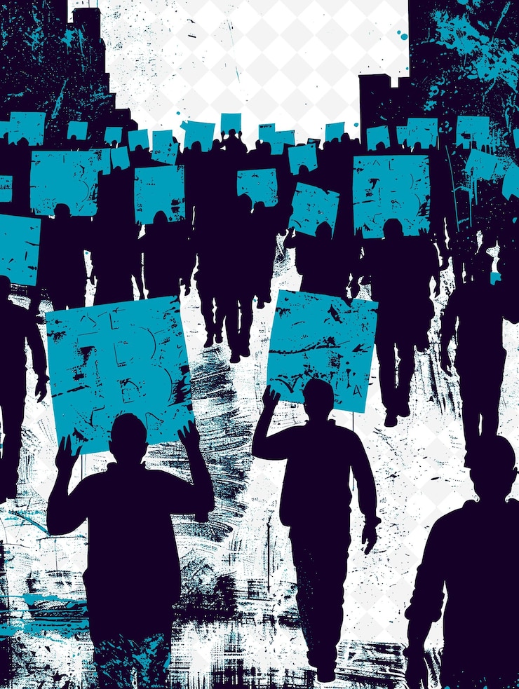 PSD protest by citizens against a presidential candidates stance flat illustration election campaign
