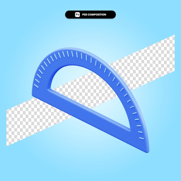 PSD protractor degrees ruler 3d render illustration isolated