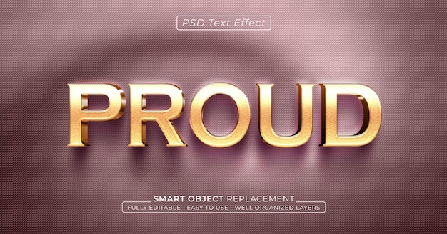 Proud gold text editable 3D style text effect