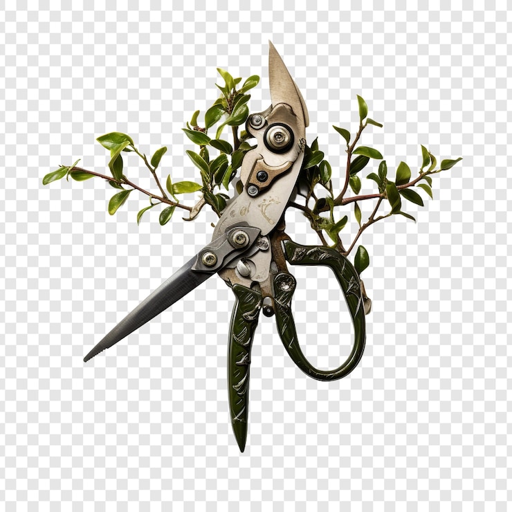 PSD pruning shears isolated on transparent background
