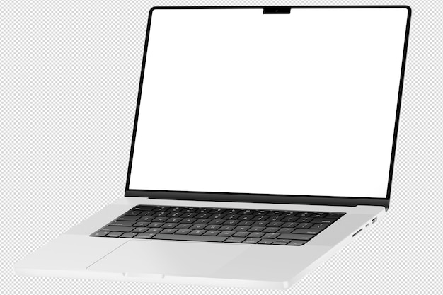Przednie zdjęcie białego laptopa bez tła szablon do makiety