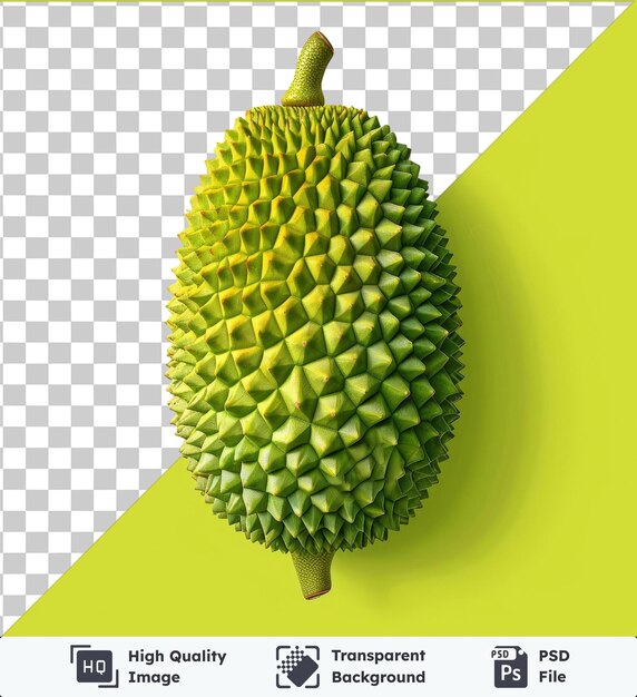 PSD przejrzystość premium psd zdjęcie zielony jackfruit na żółtym tle