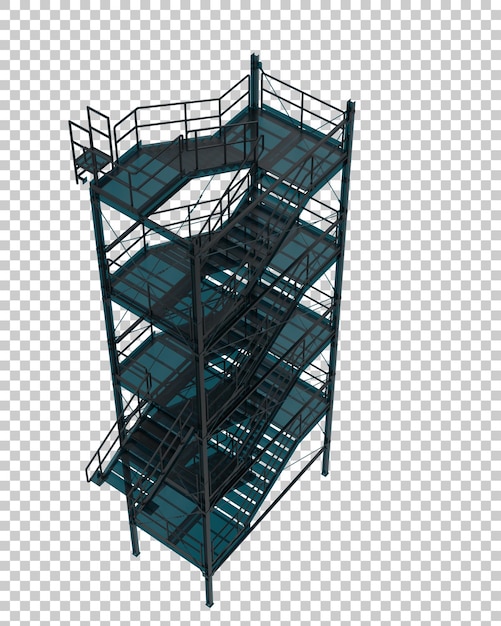 PSD przemysłowe zewnętrzne schody na białym tle na przezroczystym tle ilustracja renderowania 3d