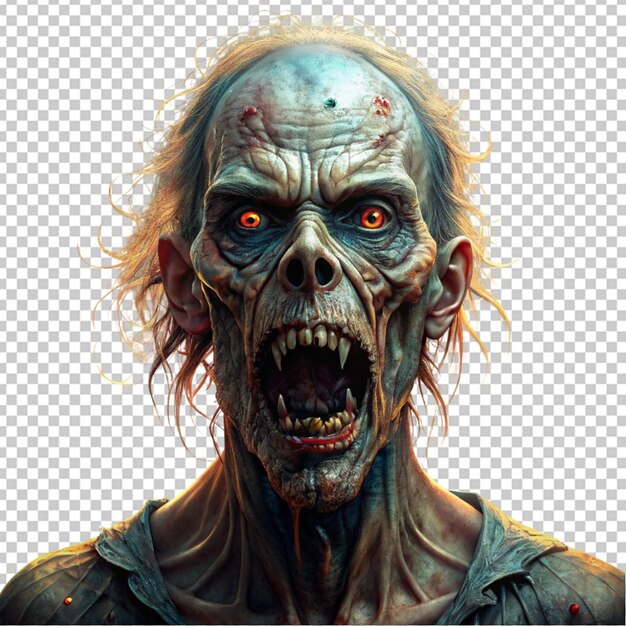 PSD przerażająca twarz zombie.