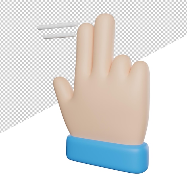 PSD przesuń palec gest widok z boku renderowania 3d ikona ilustracja na przezroczystym tle