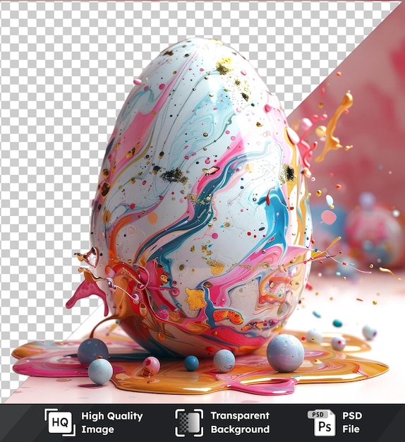 PSD przezroczysta maketa jaja wielkanocnego w kolorowych plamkach