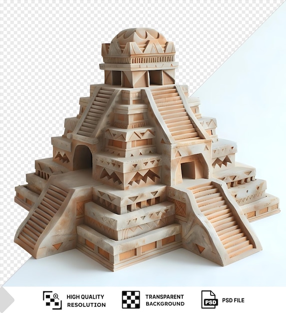 Przezroczyste Tło 3d Model Piramid Teotihuacan Z Budynkiem I Małym Oknem