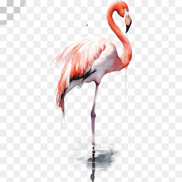 PSD przezroczyste tło akwarelowe flamingo