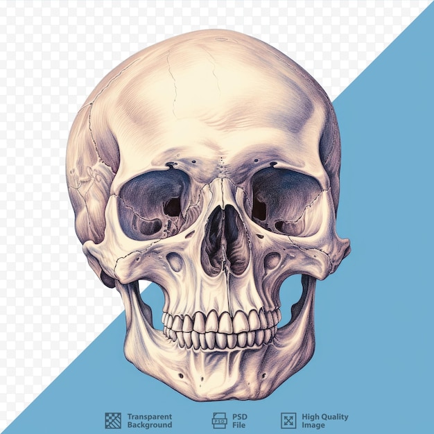 PSD przezroczyste tło przedstawia odizolowaną czaszkę