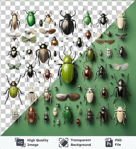 PSD przezroczyste tło psd realistyczne zdjęcia entomolog39s zbiór owadów z brązowym motylem i zieloną ścianą