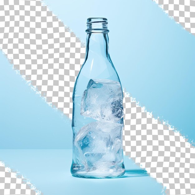 PSD przezroczyste tło z butelką wody i lodu