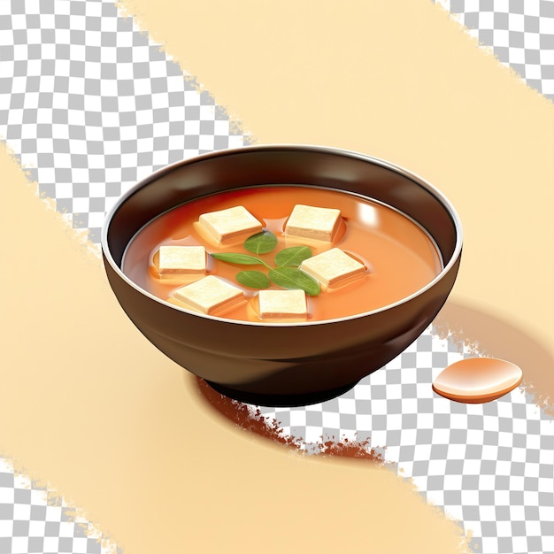 PSD przezroczyste tło z izolowaną miską zupy miso