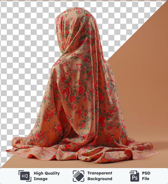 PSD przezroczyste tło z izolowanym ramadanem tradycyjny hidżab na różowym tle