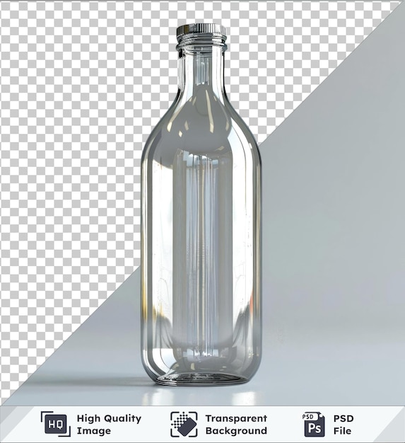 PSD przezroczyste tło z odizolowaną butelką plastikową i błyszczącym odbiciem