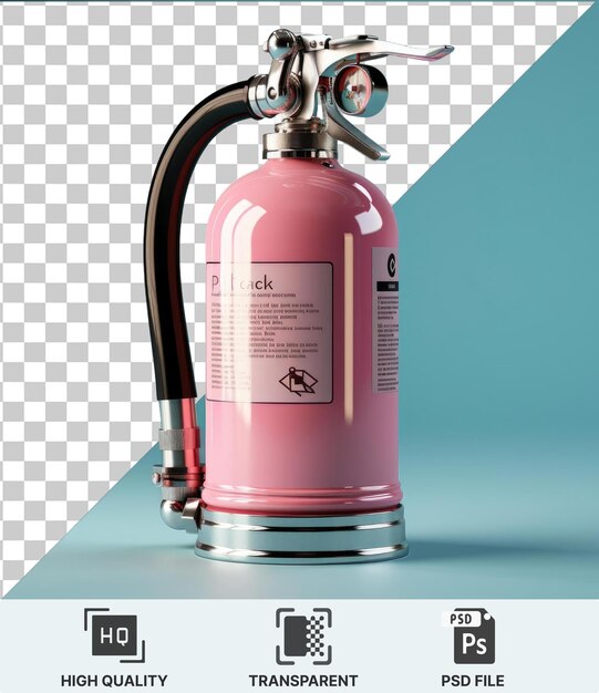 PSD przezroczyste tło z odizolowanym różowym hydrantem przeciwpożarowym i czarnym uchwytem