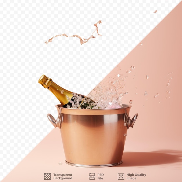PSD przezroczyste tło z wiadrem szampana świętuje