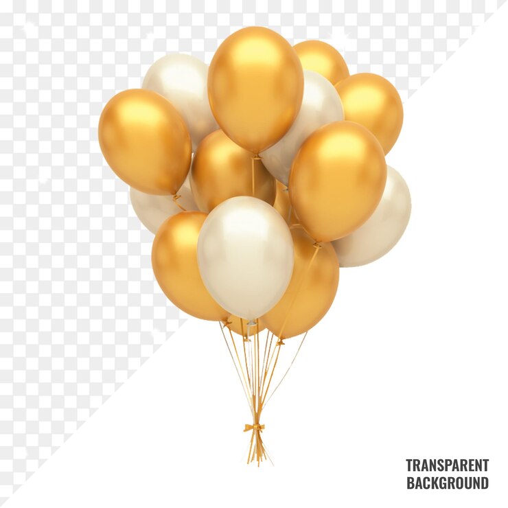 przezroczyste złote i srebrne balony psd