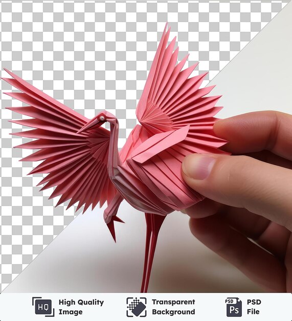 PSD przezroczysty obiekt 3d artysta origami składający dźwig jak obiekt