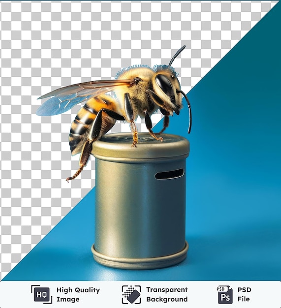 PSD przezroczysty obiekt realistyczny fotograficzny pszczelarz pszczół na niebieskim tle