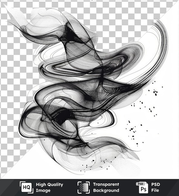 PSD przezroczysty obraz psd abstrakcyjny rysunek wektorowy rysunek symbolu czarno-biały dym na odizolowanym tle