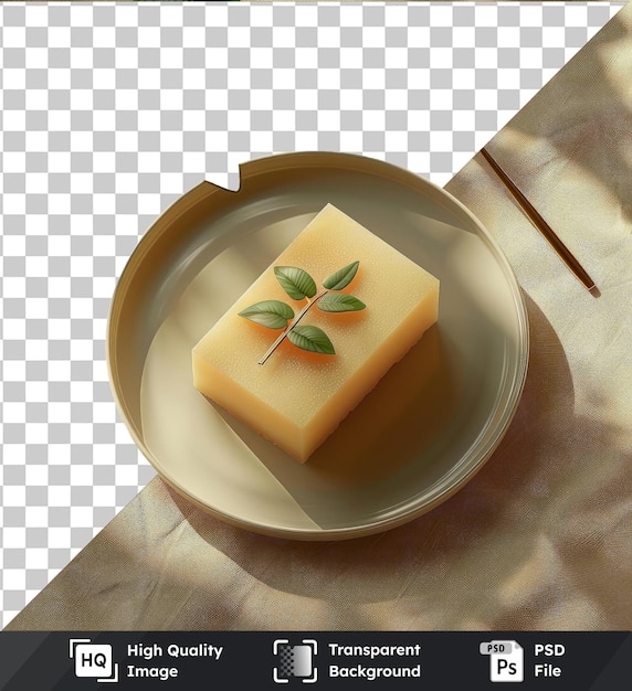 PSD przezroczysty obraz psd mysore pakata ser na białym talerzu z srebrnym widelcem umieszczonym na przezroczystym tle z zielonym liściem w tle