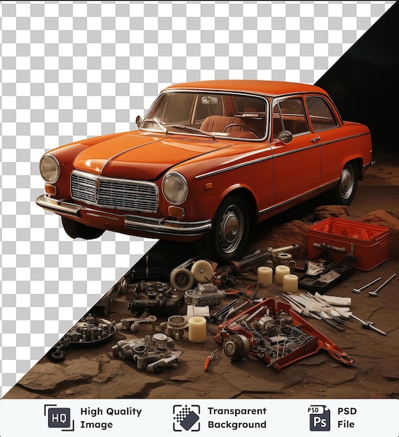 Przezroczysty Obraz Psd Realistyczny Fotograficzny Mechanik Naprawia Samochód