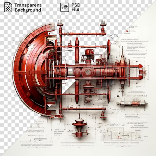 PSD przezroczysty realistyczny wynalazca fotograficzny rysunek czerwonego hydrantu przeciwpożarowego wyświetlany na białym plakatie