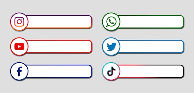 Przycisk Ikony Mediów Społecznościowych Zestaw Niższych Szablonów Trzeciego
