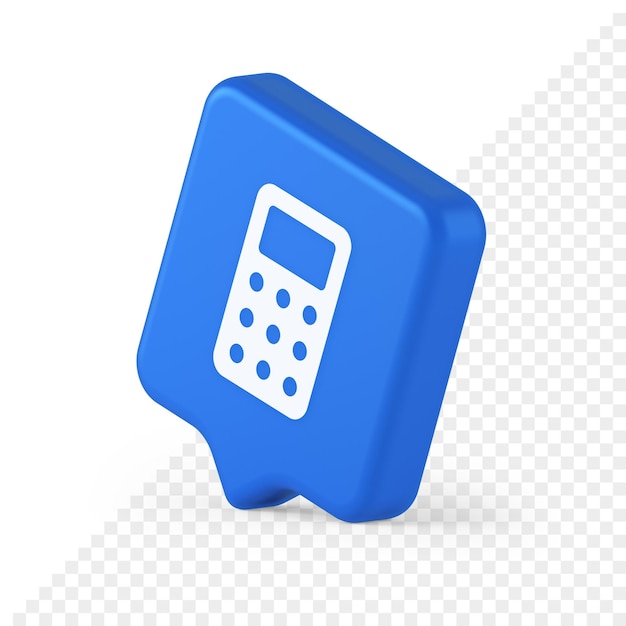 Przycisk kalkulatora matematyczne liczenie liczb projekt aplikacji sieci web 3d realistyczna ikona bańki mowy