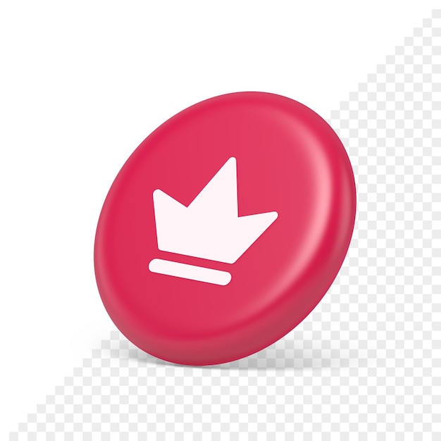 PSD przycisk korony królewski średniowieczny król królowa nakrycia głowy aplikacja internetowa 3d izometryczna realistyczna ikona