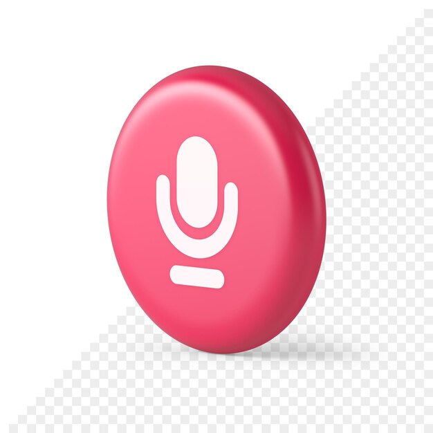 Przycisk nagrywania dźwięku na żywo z mikrofonu projekt aplikacji internetowej radio nadawanie muzyki 3d realistyczna ikona