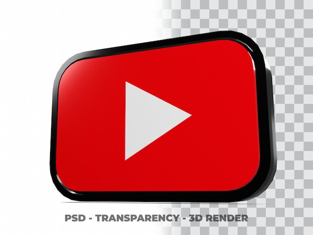 Przycisk Youtube 3d Z Przezroczystym Tłem