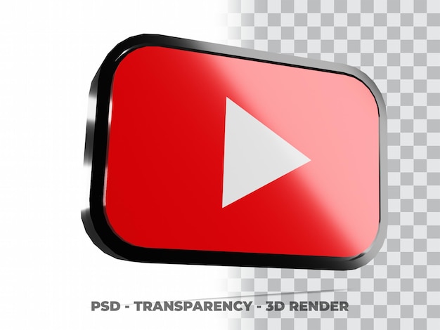 Przycisk Youtube 3d Z Przezroczystym Tłem