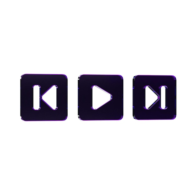 Przyciski audio z ciemnego szkła Interfejs renderowania 3D