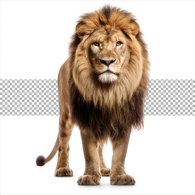 PSD przystojny samiec lwa wyizolowany na przezroczystym tle dumny samiec lwa generujący sztuczną inteligencję