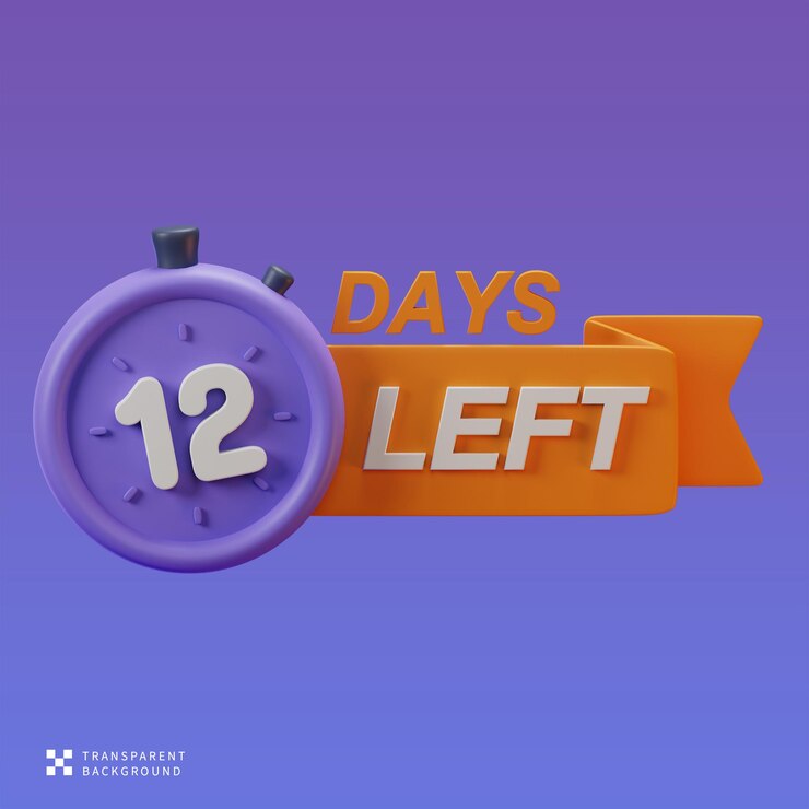 PSD psd 12 days left 3d illustration