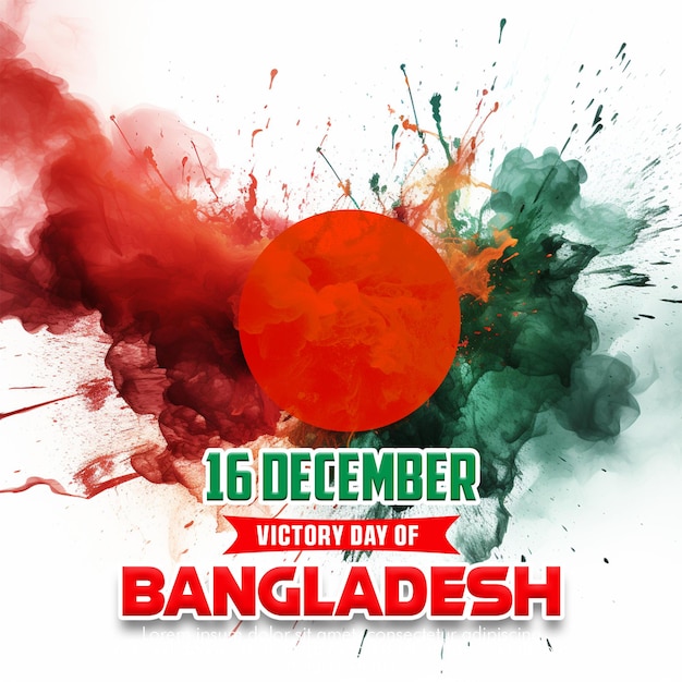 PSD psd 16 december victory day of bangladesh social media banner post template with national flag