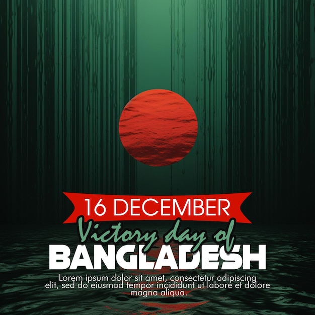 Psd 16 december victory day of bangladesh social media banner post template with national flag