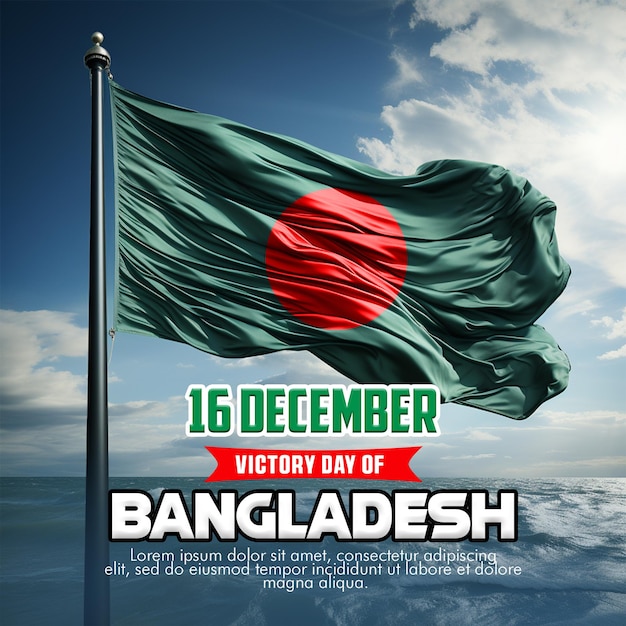 PSD psd 16 december victory day of bangladesh social media banner post template with national flag