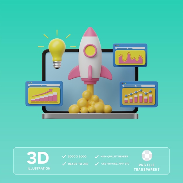 PSD 2 Startup 3D Ilustracja