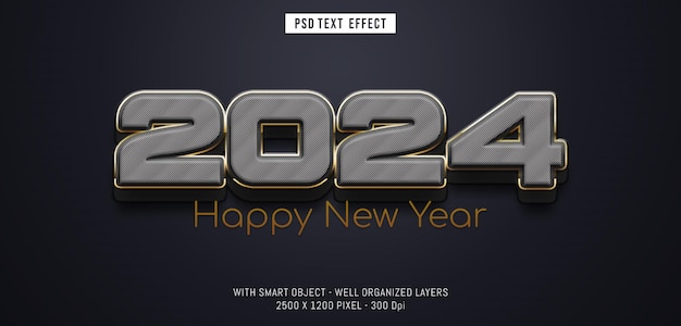 PSD 2024 bold elegant style with editable text effect 3d style