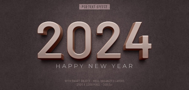 psd 2024 celebration design with editable number 3d style effect