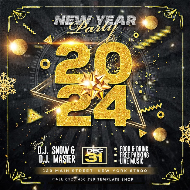 PSD psd 2024 new year instagram post template