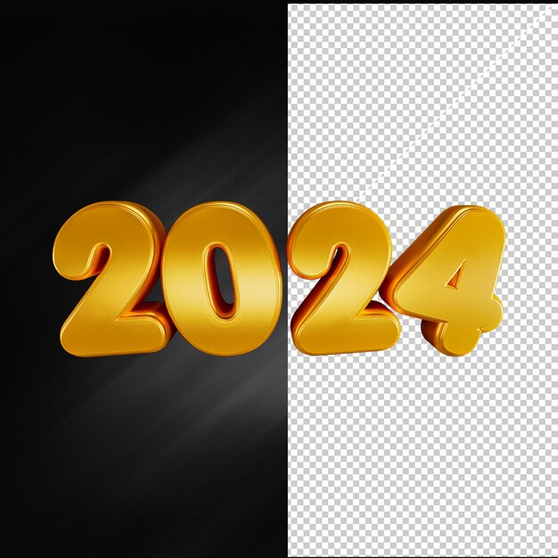 PSD 2024 number 3d gold rendering