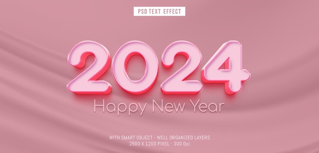 Psd 2024 pink style with editable 3d effect