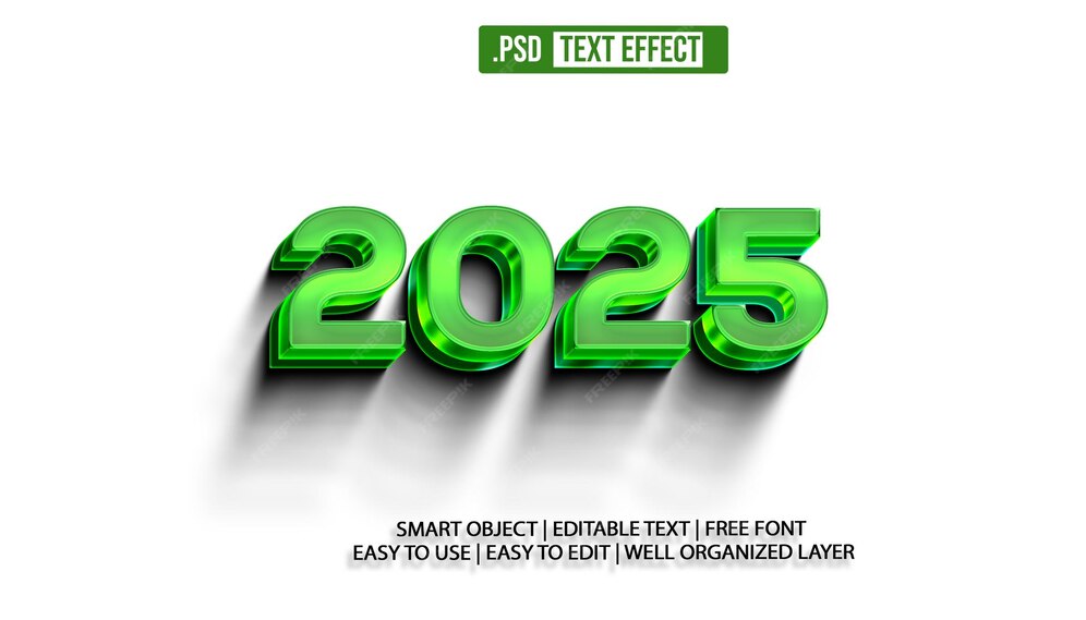 Premium PSD Psd 2025 3d editable text effect style