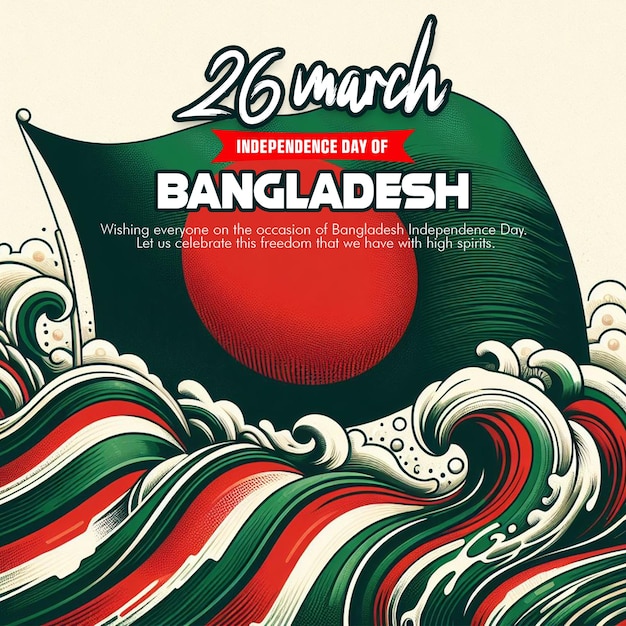 PSD psd 26 marzec szczęśliwy dzień niepodległości bangladeszu projekt postów w mediach społecznościowych
