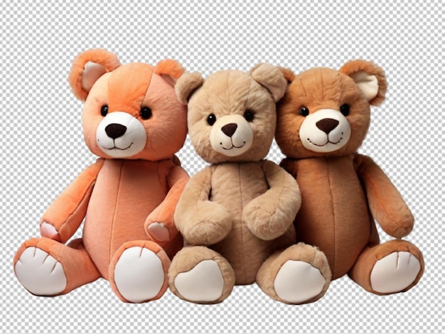 Psd of a 3 stuff toys on transparent background